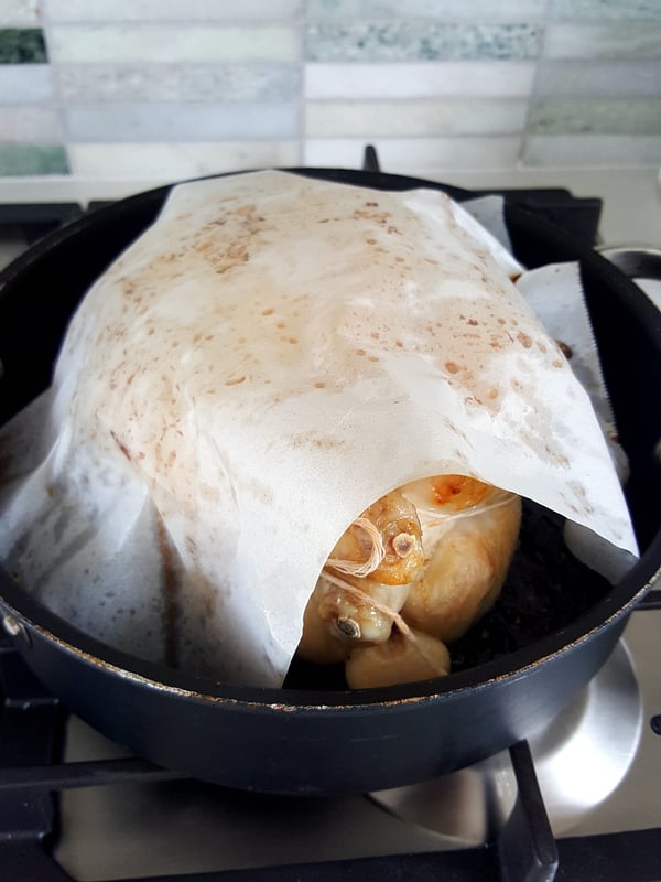 Buttered paper keeps chicken tender