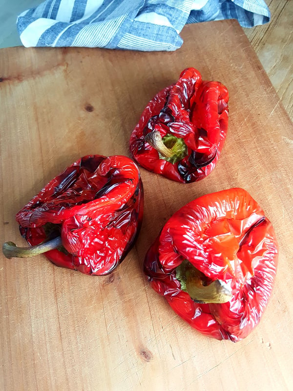Grilled red peppers.