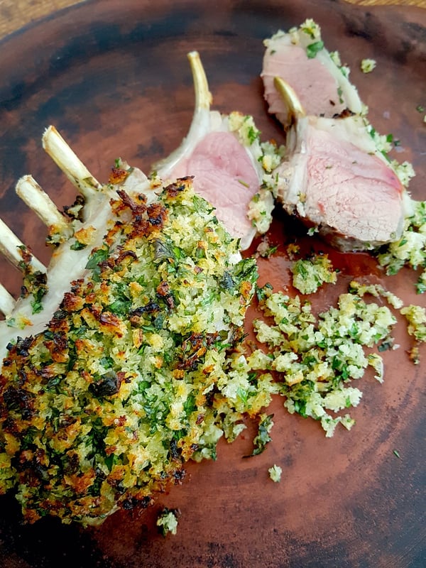 Racks of Lamb with Parsley Shallot Crumble