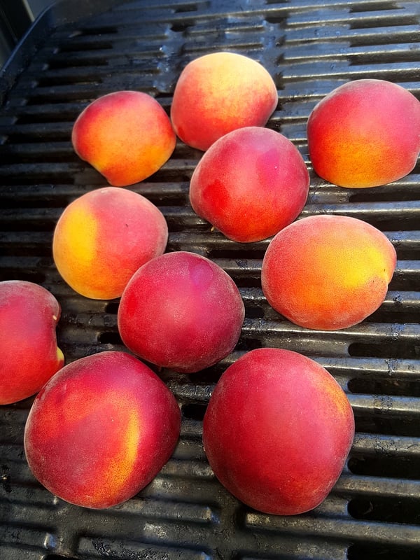 Grilling peaches