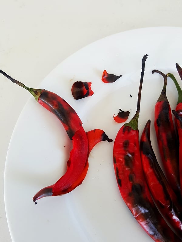 Grilled chillies