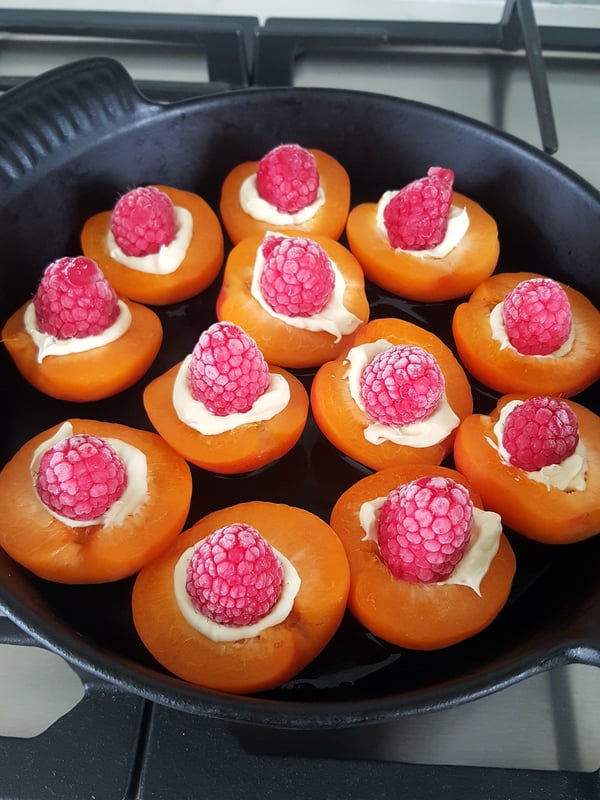 Baked Apricots with Raspberries