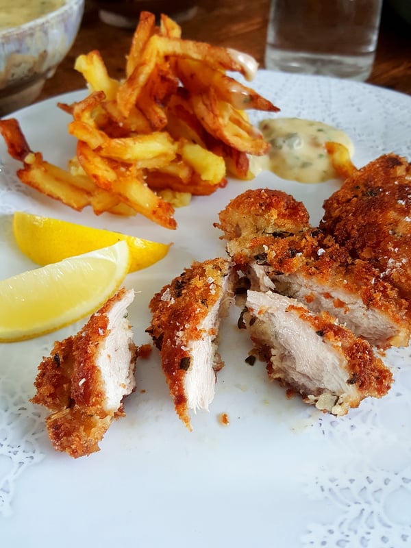 Crusty Chicken Thighs with Caper Mayo