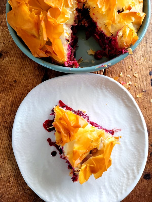 Beetroot & red Onion Filo Pie