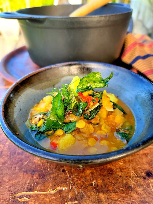 Lentil Dal with Potatoes & Spinach