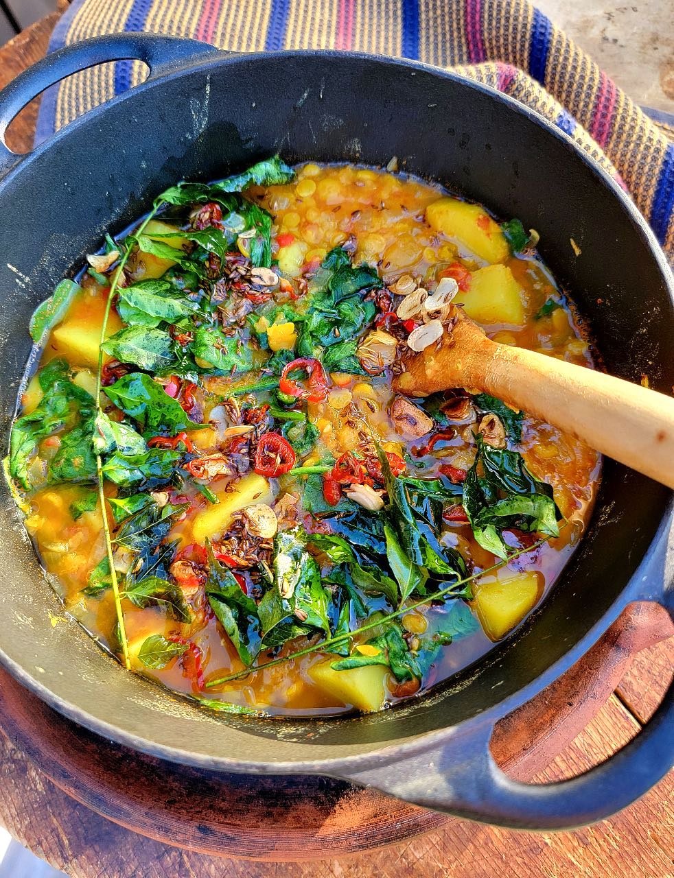 Lentil Dal with Potatoes & Spinach