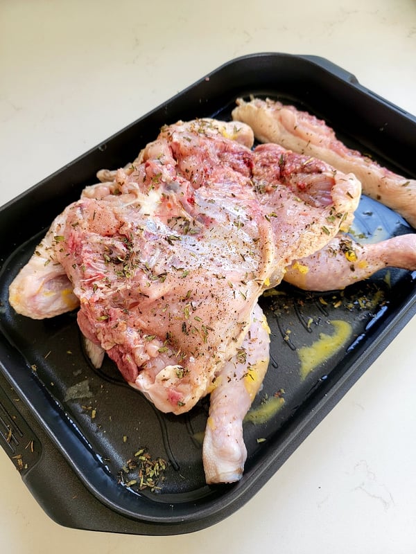 Preparing Spatchcock Lemon Glazed
