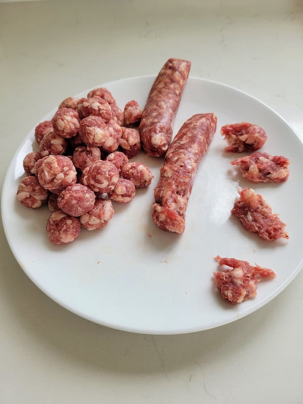 Use premium sausage meat for meatballs.