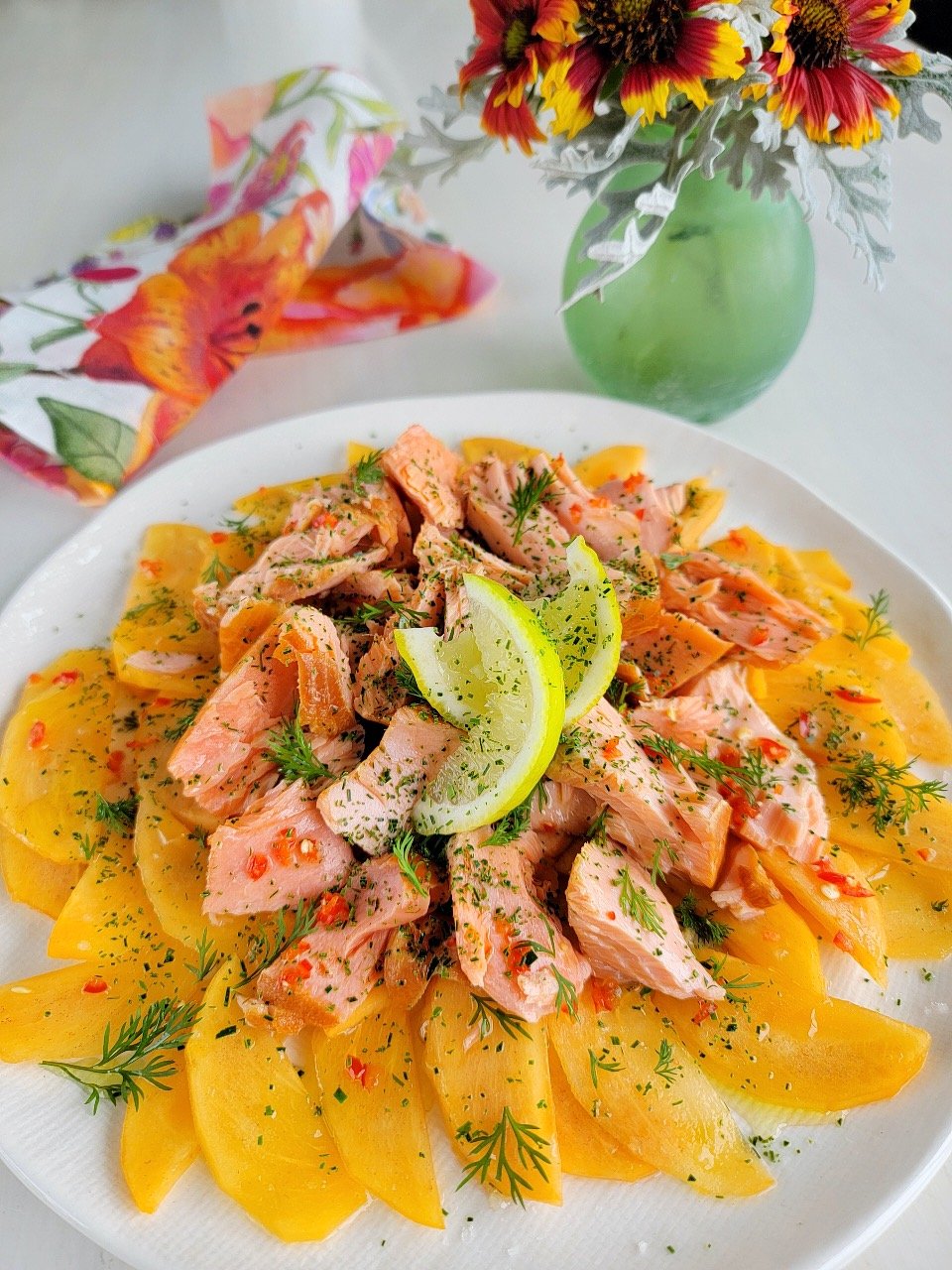 Hot-smoked Salmon & Persimmon Salad