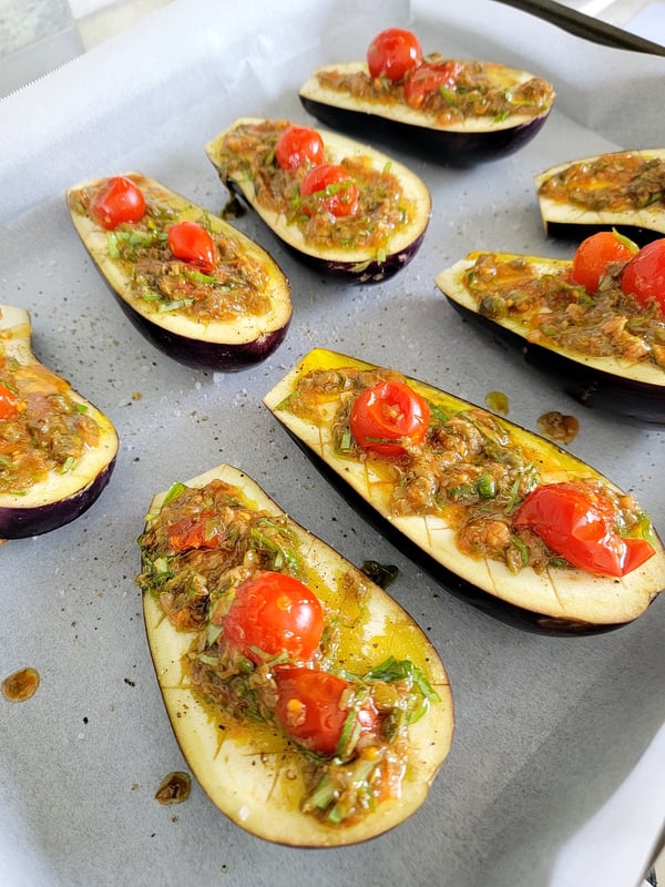 Sicilian Baked Eggplants with Capers & Tomatoes