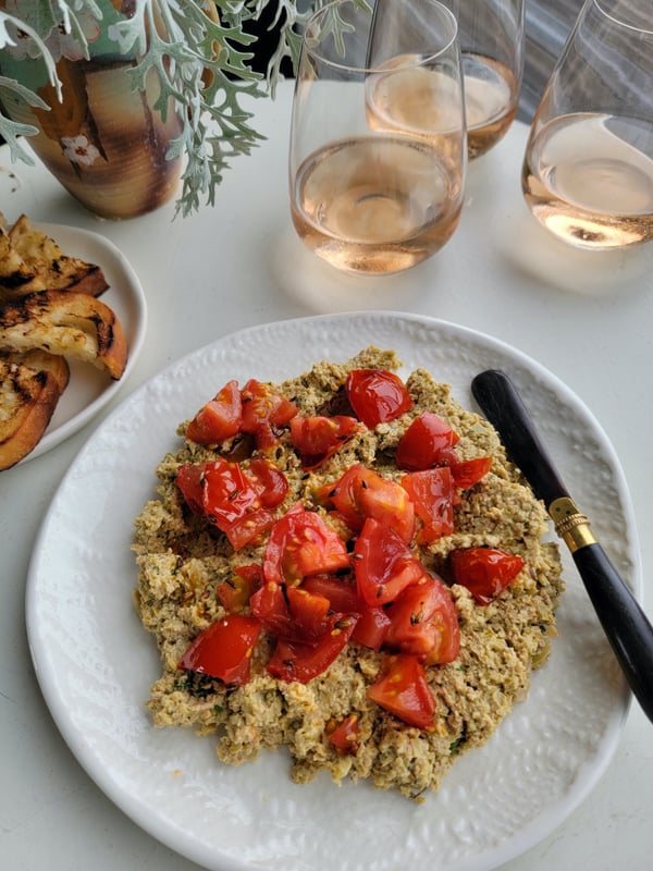 Green Olive Dip with Fried Tomatoes