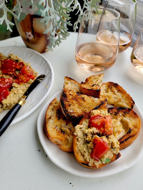 Green Olive Dip with Fried Tomatoes