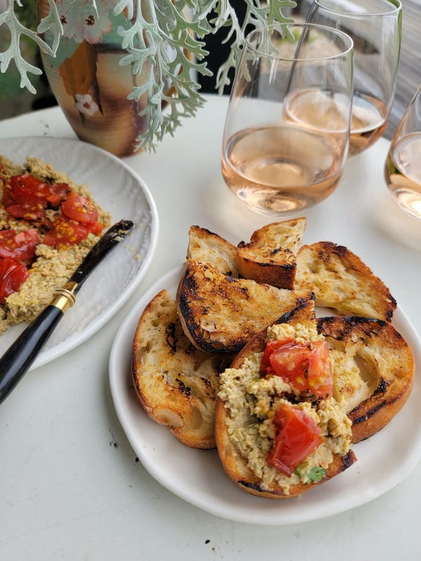 Green Olive Dip with Fried Tomatoes