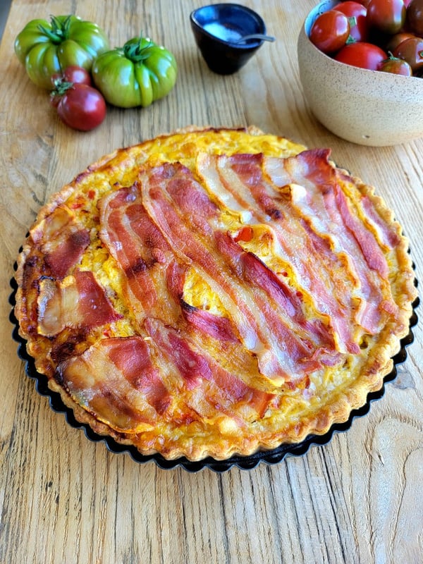 Sweet Corn Quiche with Bacon Topping