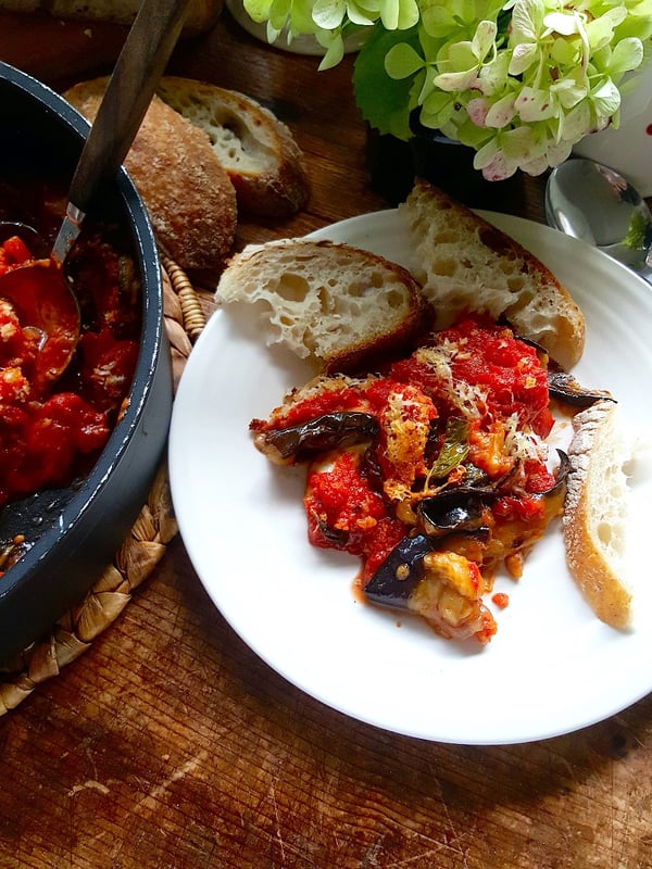 Baked Eggplant & Peppers