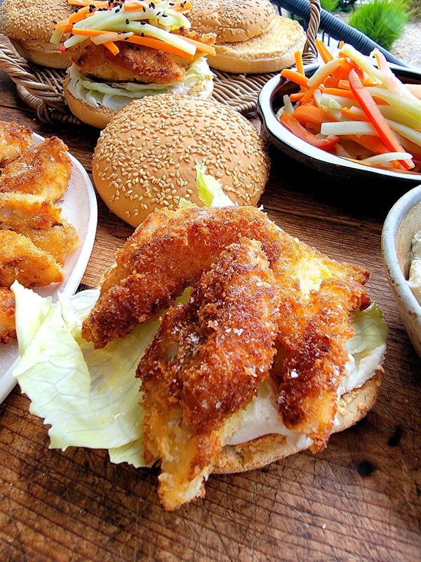 Fish Burgies with Pickles