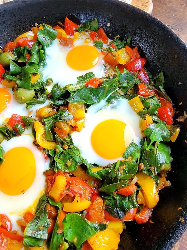 Eggs with Peppers & Spinach