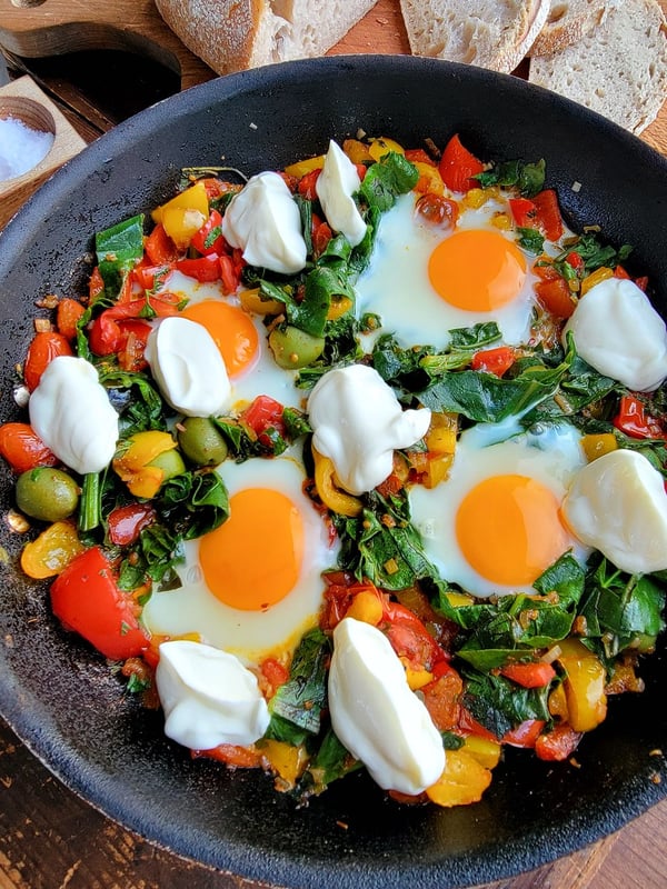 Eggs with Peppers & Spinach