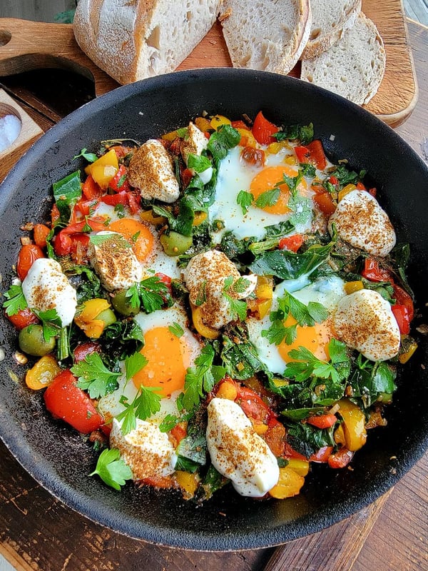 Eggs with Peppers & Spinach