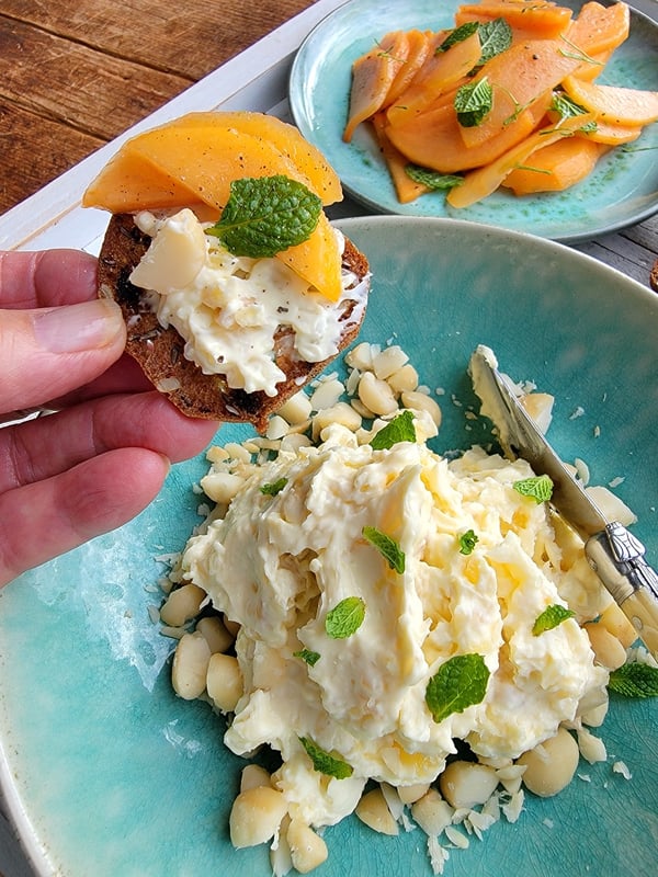 Macadamia & Ginger Spread with Persimmon