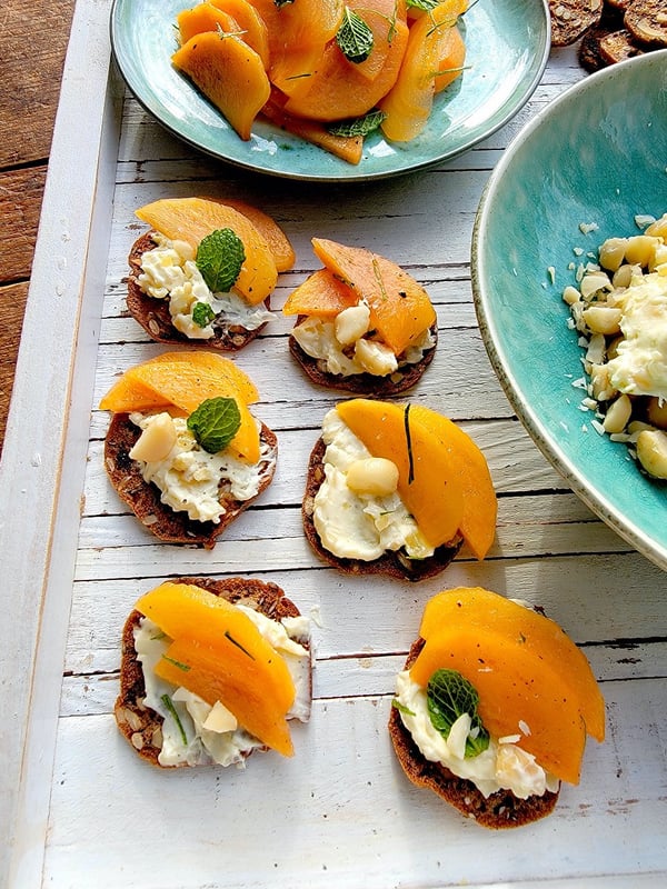Macadamia & Ginger Spread with Persimmon