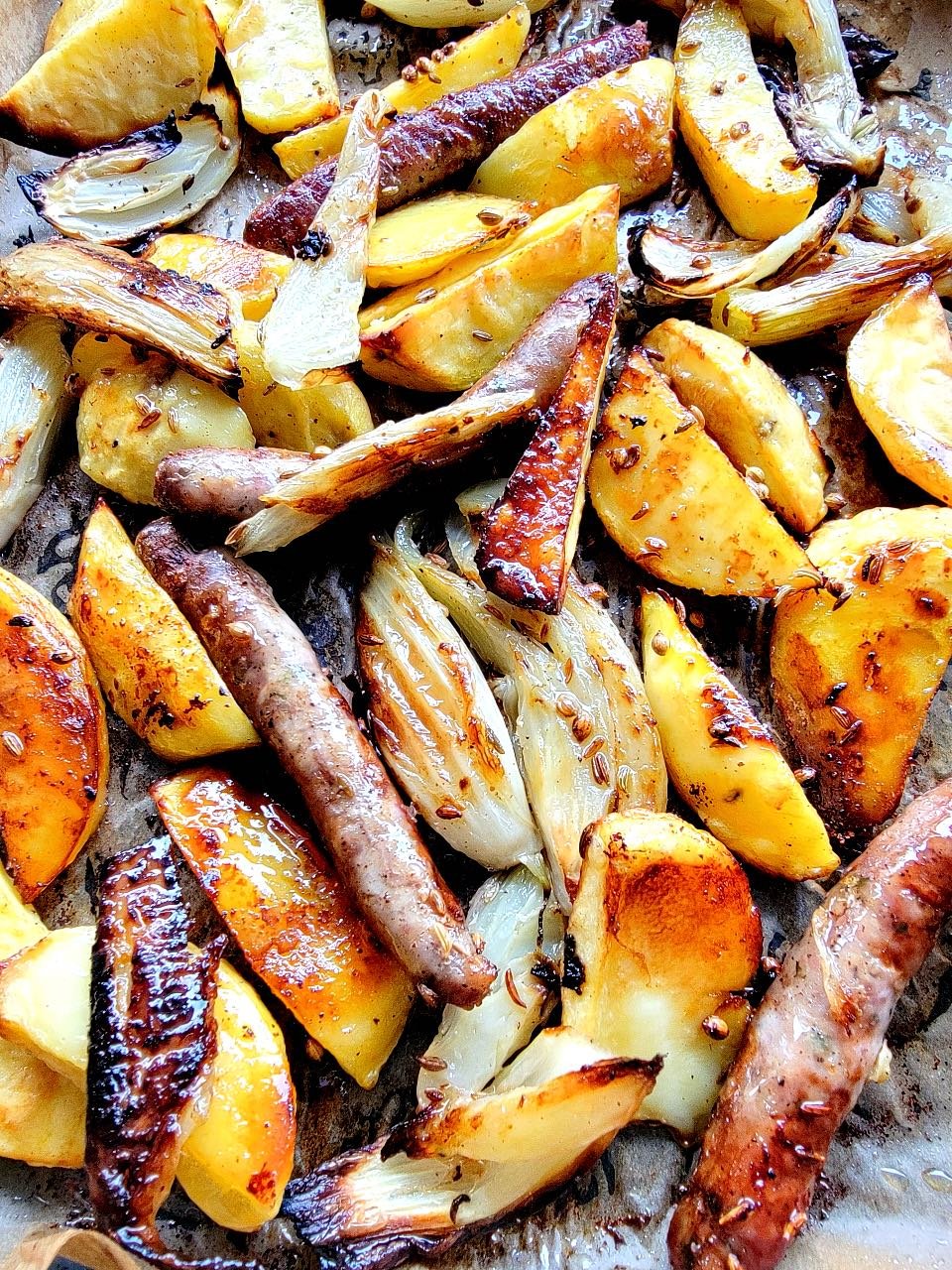 Baked Fennel, Potatoes & Sausages