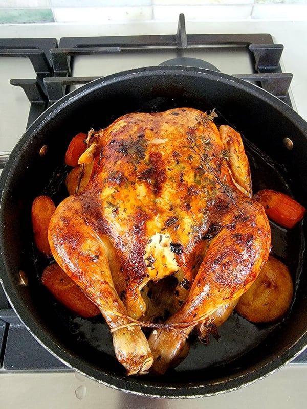 Roast Chicken with Verjuice & Grapes