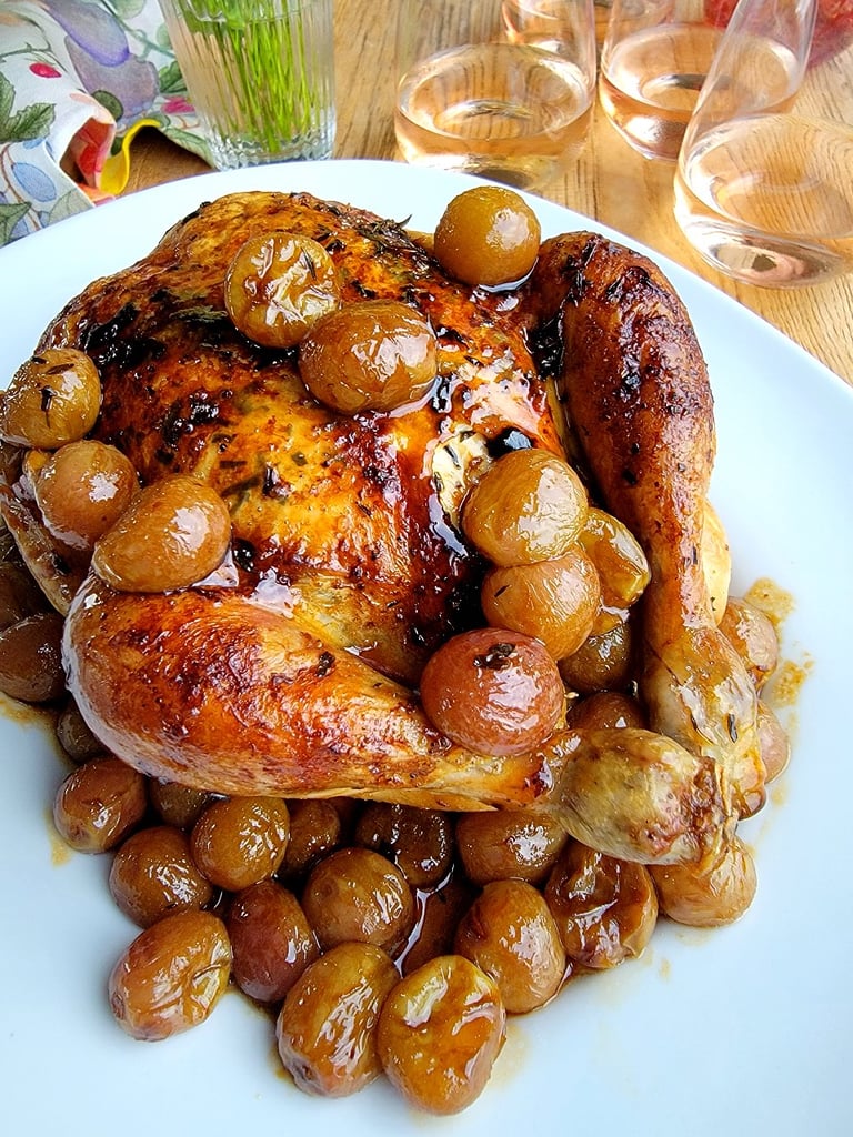 Roast Chicken with Verjuice & Grapes