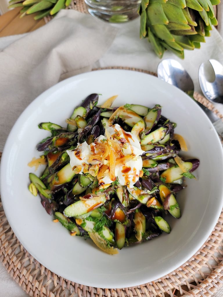Purple asparagus with Pomegranate molasses