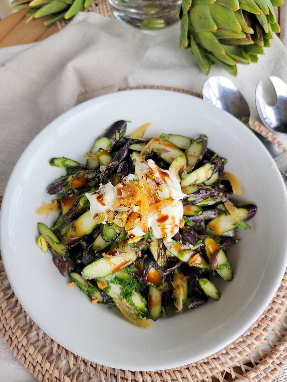 Purple asparagus with Pomegranate molasses