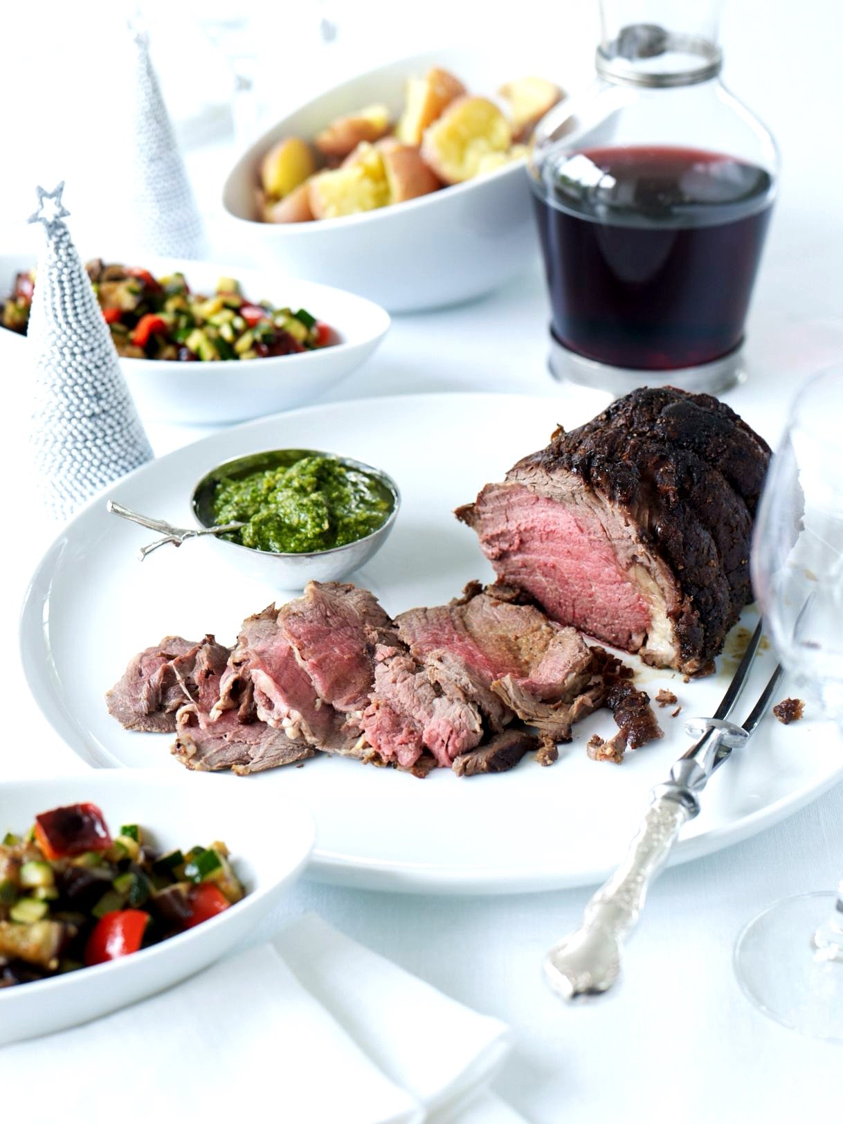 Roast Scotch Fillet with Basil Pesto