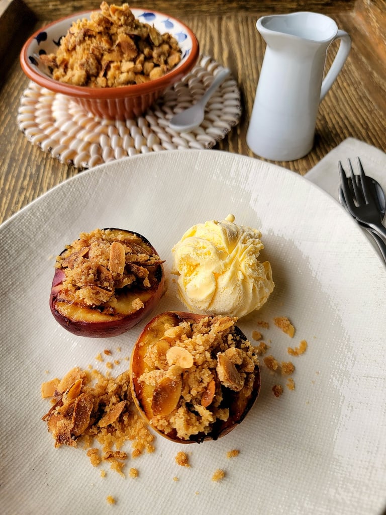 Grilled Peaches with Almond Crumble