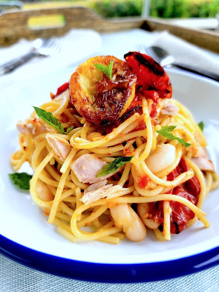 Pasta with White Beans & Roasted Tomatoes