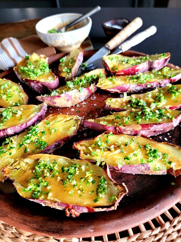 Baked Kumara with Burnt Butter & Gremolata