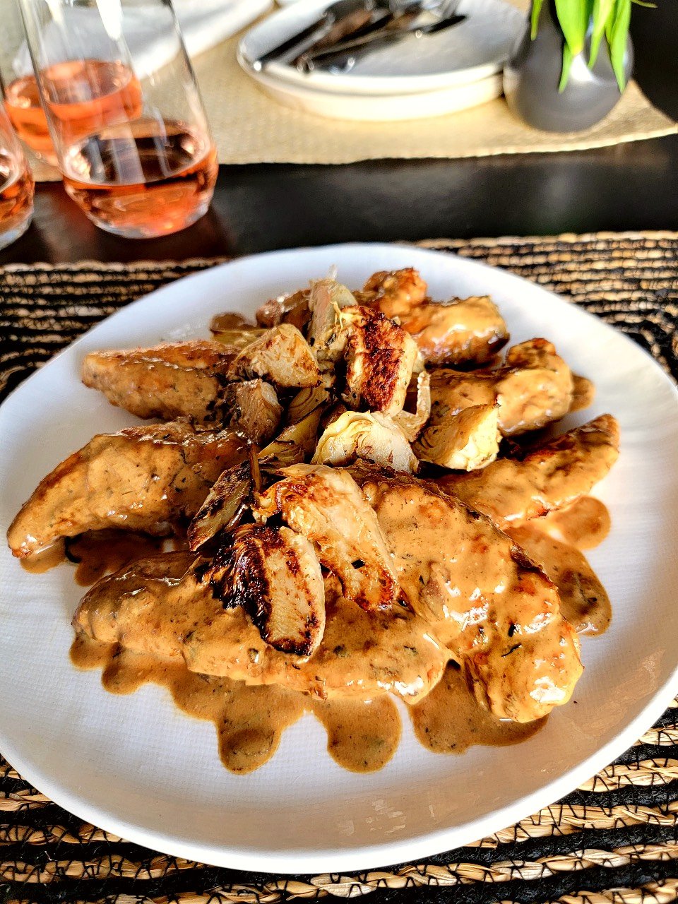 Pan-fried Chicken Tenderlloins with Artichokes