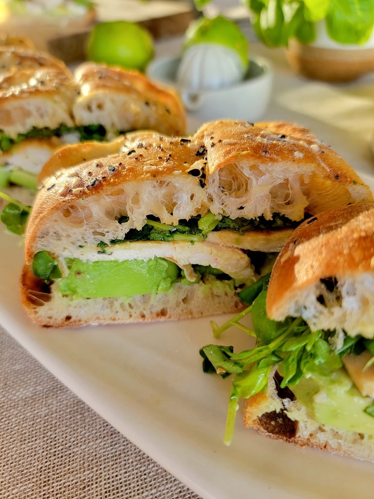 Roast Chicken on Pide with Avocado & Watercress