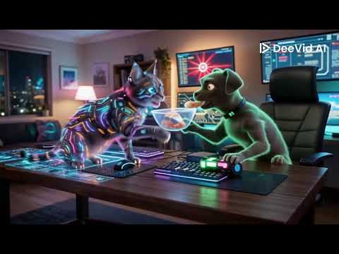 cat playing video games with friends