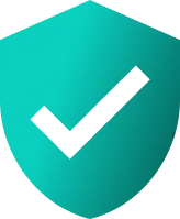 Cyan Shield With Tick Icon