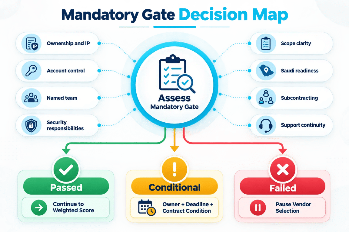 Mandatory mobile app vendor gate decision map