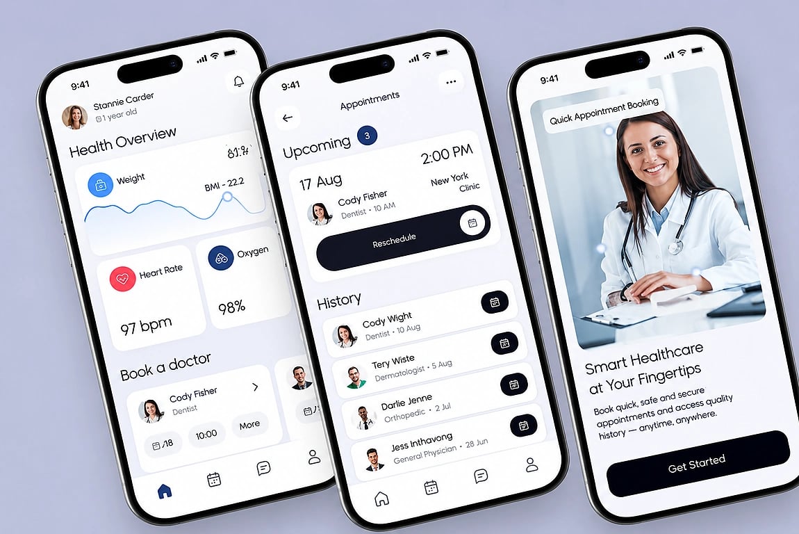 Modern Patient Portal Mobile Interface Design. Source: Dribbble 
