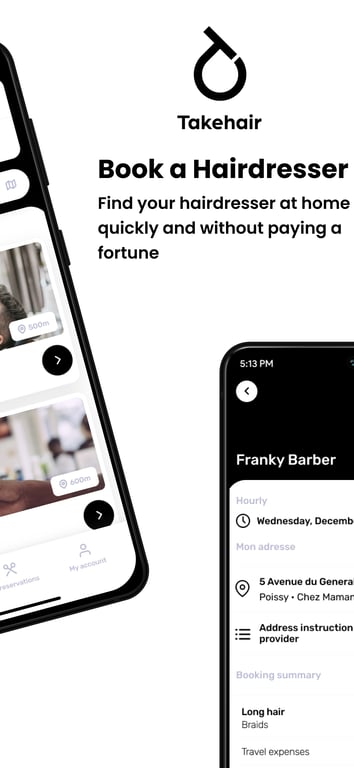 TakeHair beauty service provider marketplace with hairstylist profiles