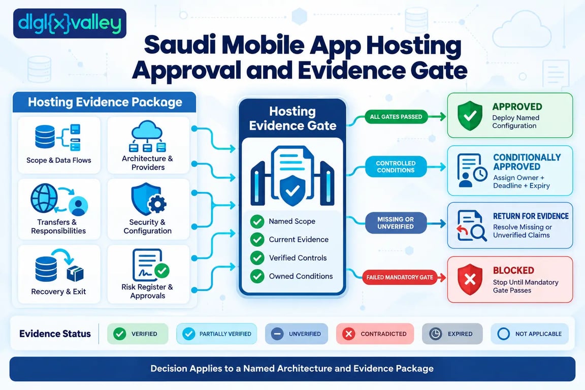 Saudi mobile app hosting approval and evidence gate