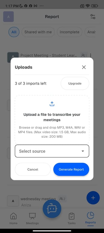 Acumeet real-time meeting transcription screen for searchable conversation records
