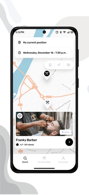 TakeHair hairdresser booking app mobile screens for on-demand beauty services