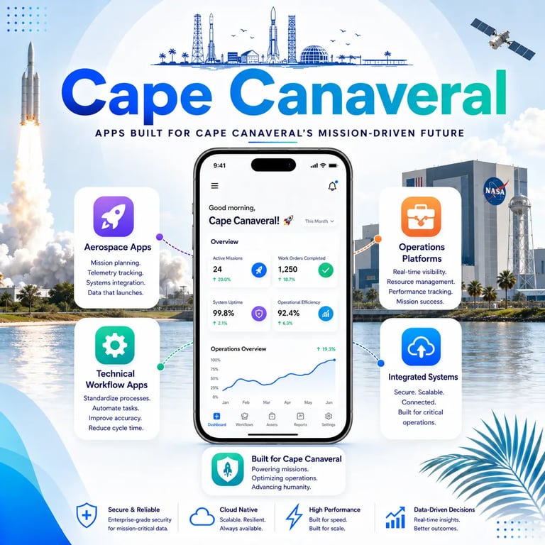 Aerospace apps, technical workflow apps Cape Canaveral
