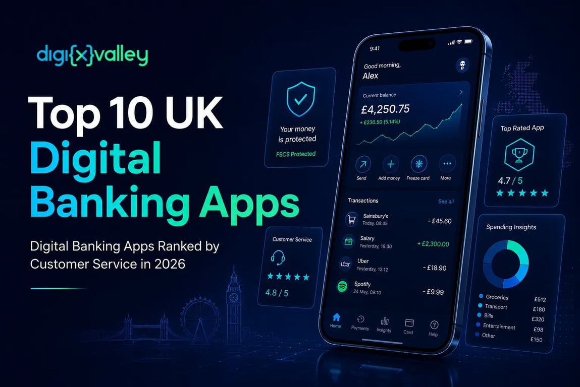 Top 10 UK digital banking apps customer service ranking 2026