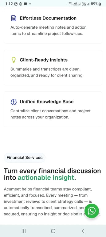 Acumeet AI meeting platform architecture with transcription summaries action items analytics and permissions