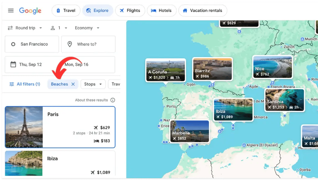 Explore Destinations with the 'Explore' Feature