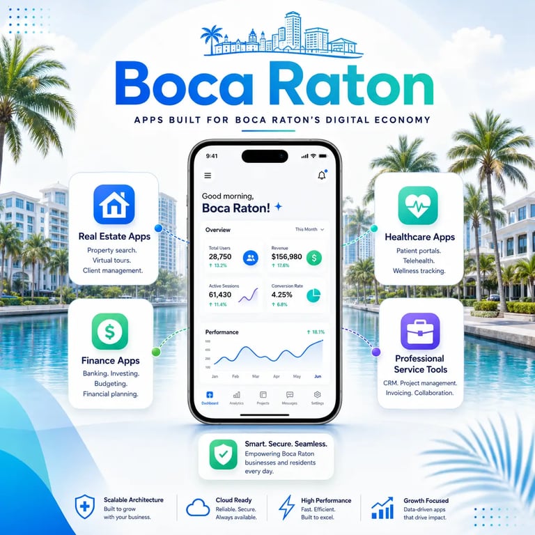 Real estate apps, finance apps Boca Raton