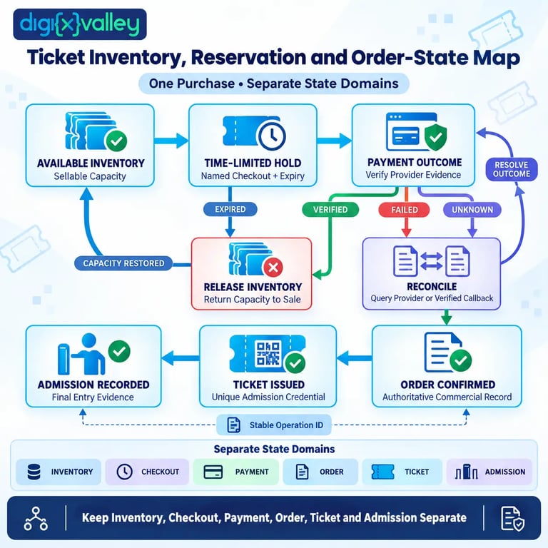 Ticket inventory reservation and order state architecture